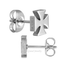 Mirror Polished Fashion Earring Studs 2015 Cross Stainless Steel Earring